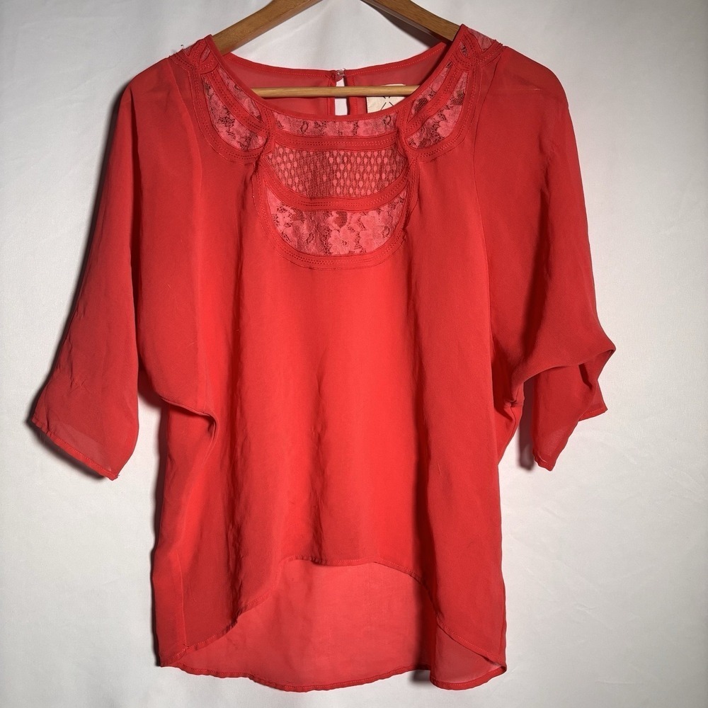 Pins And Needles Top Womens Small Sheer Artsy Boho Chic Floral Lace Draped Airy